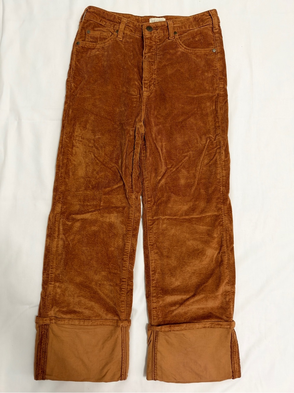 Anthro Pilcro Scotty Cuffed Corduroy High Rise Straight Jean Rust Brown Sz 28 - Picture 3 of 7